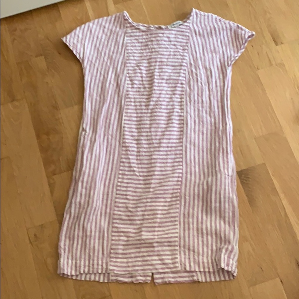 Madewell linen button back stripe dress